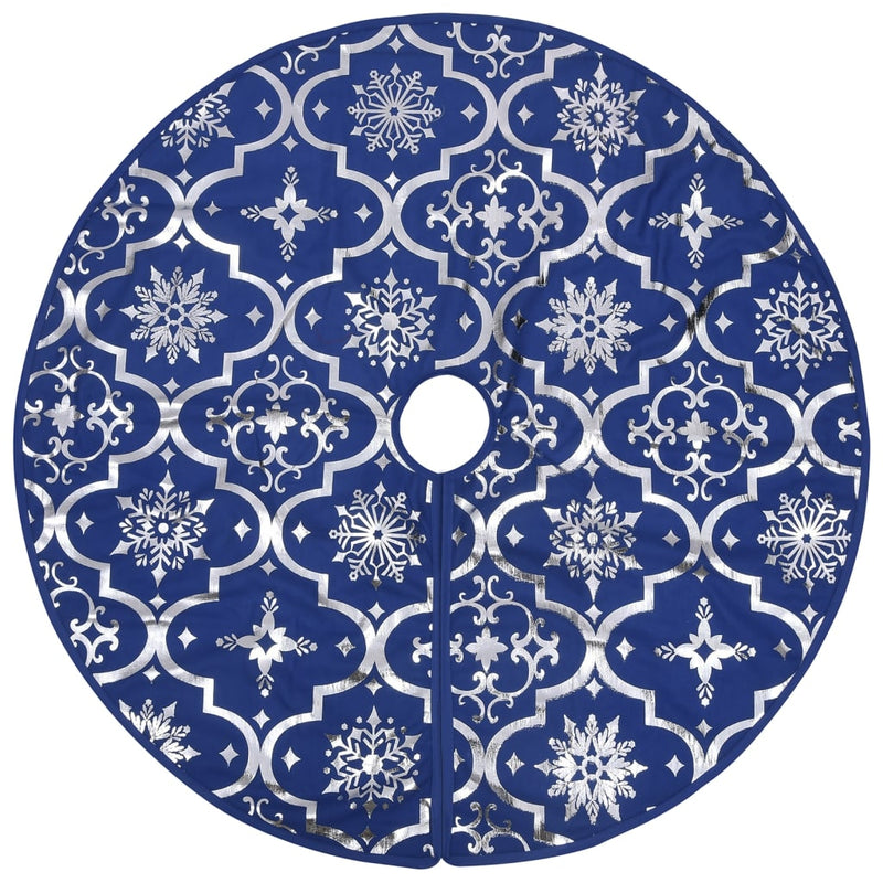 Gonna Albero Natale Raffinata con Calza Blu in Tessuto 90 cm