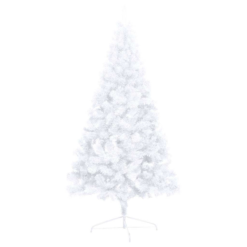 Albero di Natale a Metà Preilluminato con Palline Bianco 180 cm