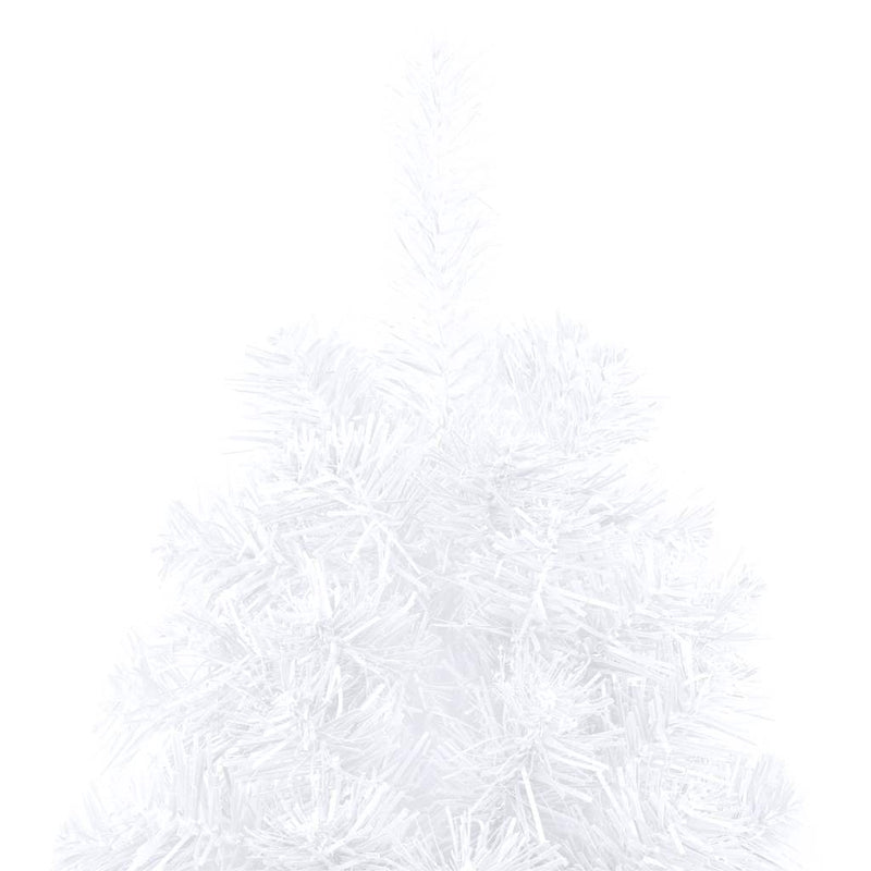 Albero di Natale a Metà Preilluminato con Palline Bianco 180 cm