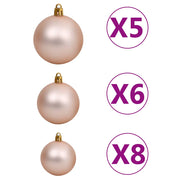 Albero di Natale a Metà Preilluminato con Palline Bianco 180 cm