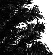 Albero di Natale Preilluminato con Palline Nero 210 cm PVC