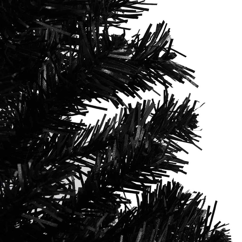 Albero di Natale Preilluminato con Palline Nero 210 cm PVC