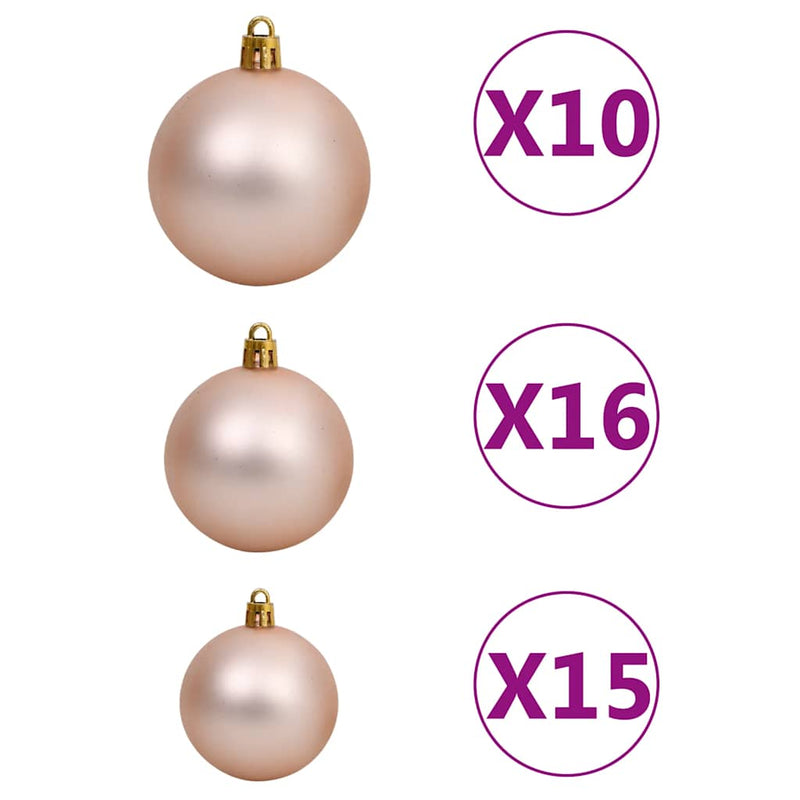 Albero di Natale Preilluminato con Palline Oro 210 cm PET