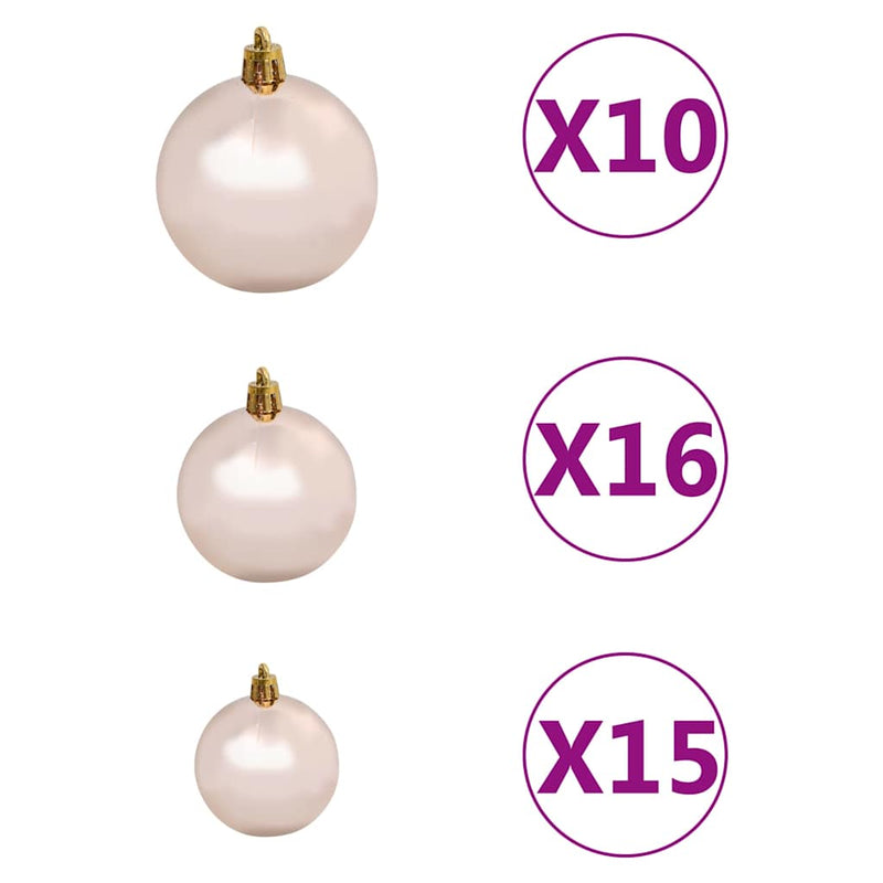 Albero di Natale Preilluminato con Palline Oro 210 cm PET