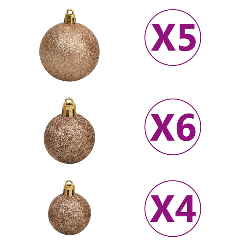 Albero di Natale Preilluminato con Palline Argento 180 cm PET