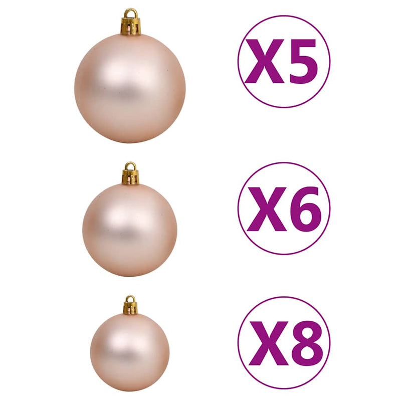 Albero di Natale Preilluminato con Palline Argento 180 cm PET