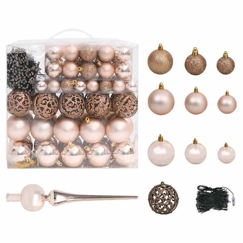 Albero di Natale Preilluminato con Palline Verde 210 cm PVC