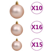 Albero di Natale Preilluminato con Palline Verde 210 cm PVC