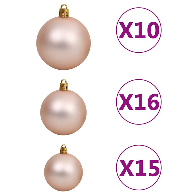 Albero di Natale Preilluminato con Palline Verde 210 cm PVC