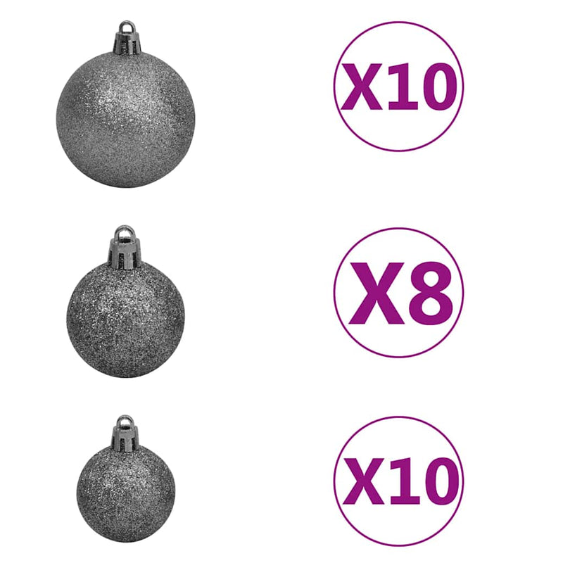 Albero di Natale Preilluminato con Palline Oro 210 cm PET