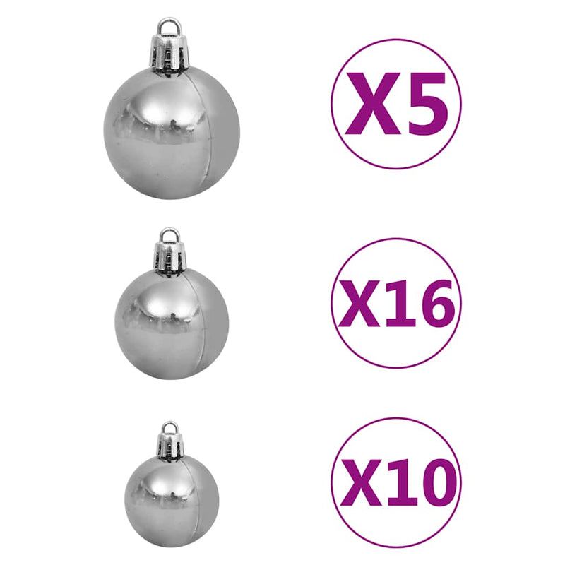 Albero di Natale Preilluminato con Palline Oro 210 cm PET