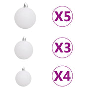 Albero di Natale Preilluminato con Palline Argento 180 cm PET