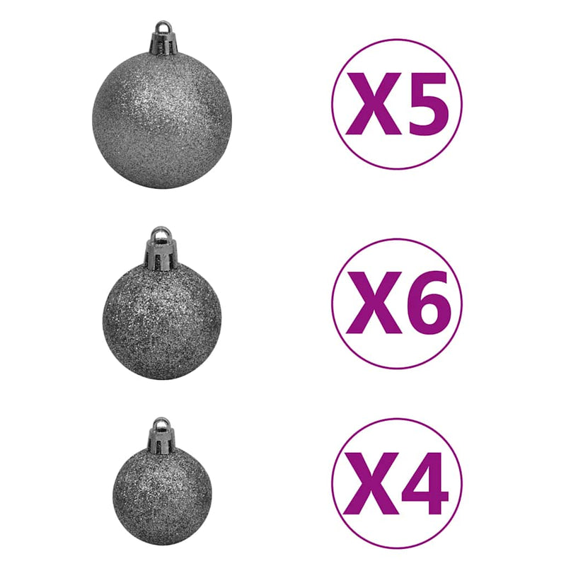 Albero di Natale Preilluminato con Palline Argento 180 cm PET