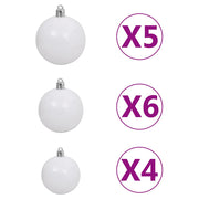 Albero di Natale Preilluminato con Palline Argento 180 cm PET