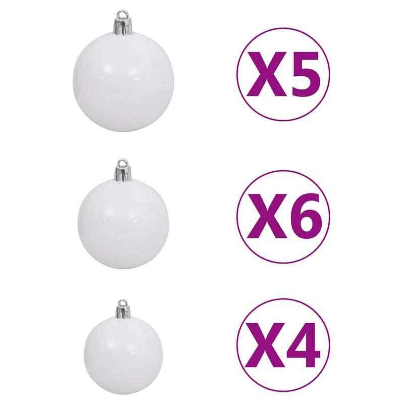 Albero di Natale Preilluminato con Palline Argento 180 cm PET