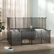 Gabbia per Piccoli Animali Nera 143x107x93 cm in PP e Acciaio