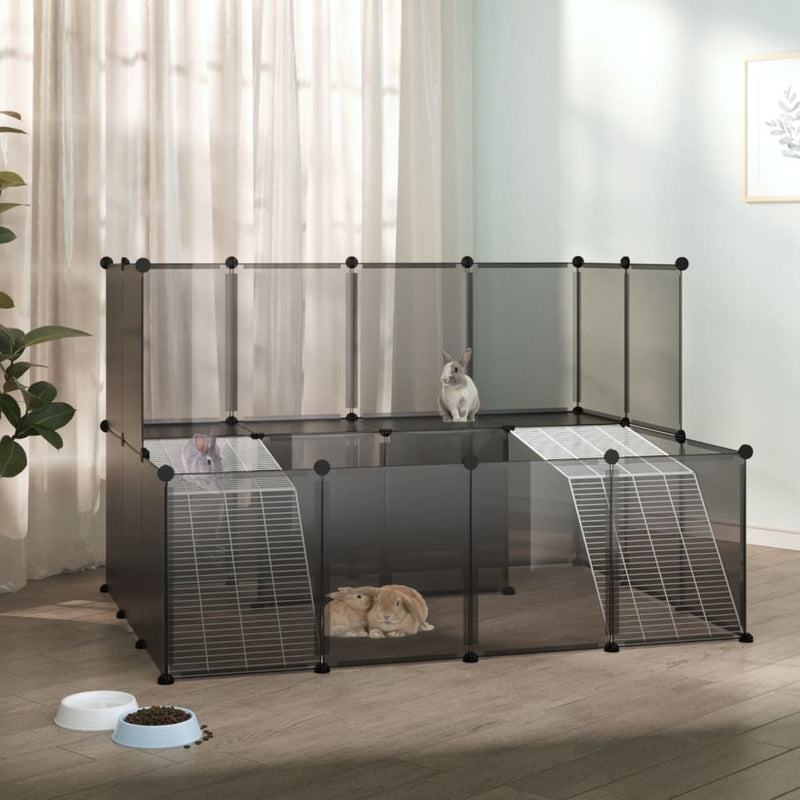 Gabbia per Piccoli Animali Nera 143x107x93 cm in PP e Acciaio
