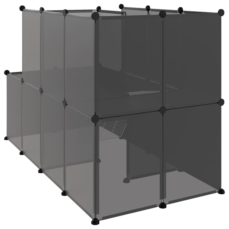 Gabbia per Piccoli Animali Nera 142x74x93 cm in PP e Acciaio