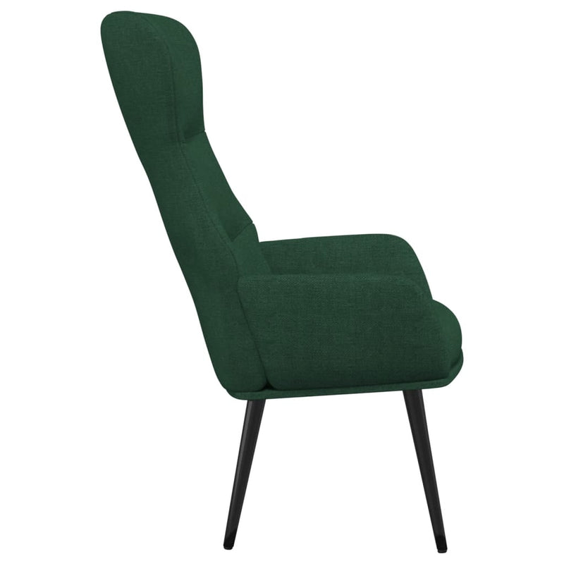 Poltrona Relax con Poggiapiedi Verde Scuro in Tessuto