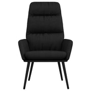 Poltrona Relax con Sgabello Nero in Tessuto e Similpelle