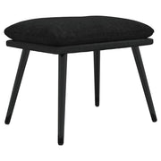 Poltrona Relax con Sgabello Nero in Tessuto e Similpelle
