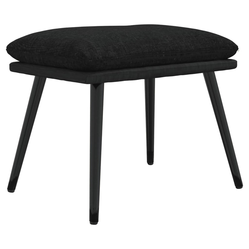 Poltrona Relax con Sgabello Nero in Tessuto e Similpelle