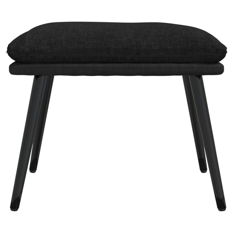 Poltrona Relax con Sgabello Nero in Tessuto e Similpelle