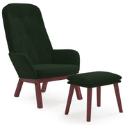 Poltrona Relax con Poggiapiedi Verde Scuro in Velluto