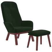 Poltrona Relax con Poggiapiedi Verde Scuro in Velluto