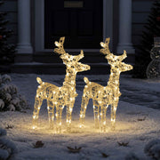 Renne di Natale 2 pz Bianco Caldo 80 LED in Acrilico