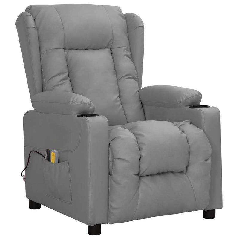 Poltrona Massaggiante Elettrica Grigio Similpelle