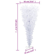 Albero di Natale Artificiale Capovolto con Base Bianco 120 cm
