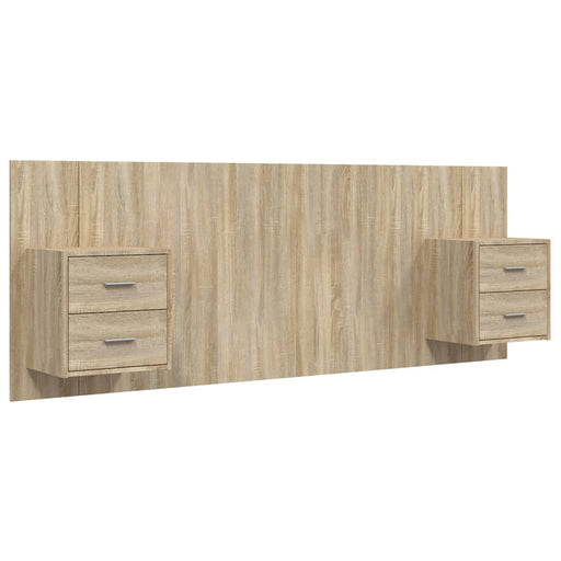 Testiera Letto con Comodini in Legno Multistrato Rovere Sonoma