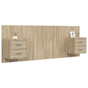 Testiera Letto con Comodini in Legno Multistrato Rovere Sonoma