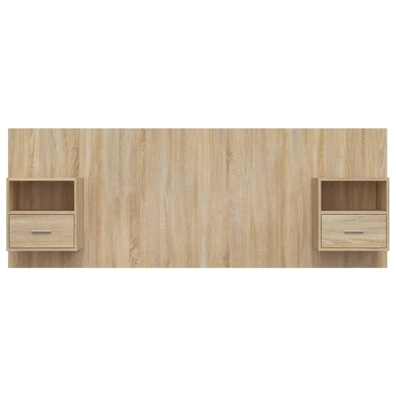 Testiera Letto con Comodini in Legno Multistrato Rovere Sonoma