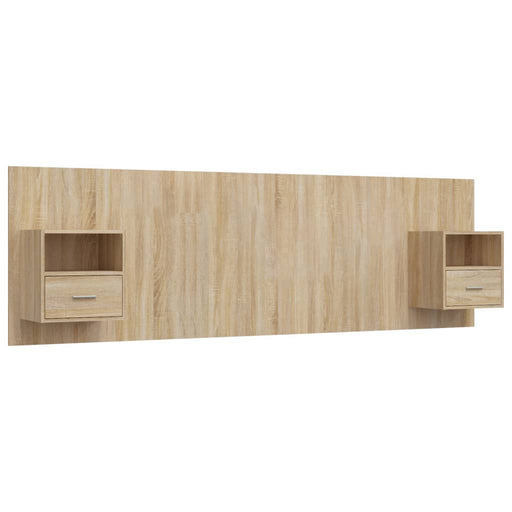 Testiera Letto con Comodini in Legno Multistrato Rovere Sonoma