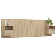 Testiera Letto con Comodini in Legno Multistrato Rovere Sonoma