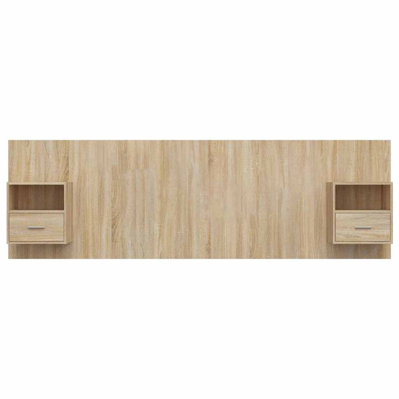 Testiera Letto con Comodini in Legno Multistrato Rovere Sonoma