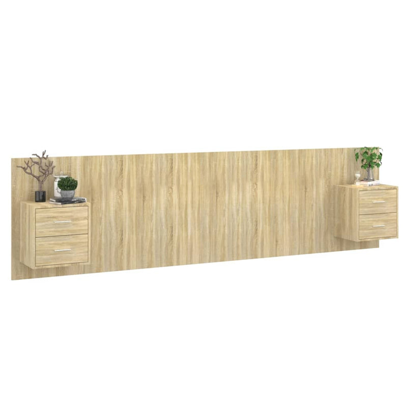 Testiera Letto con Armadietti Legno Multistrato Rovere Sonoma