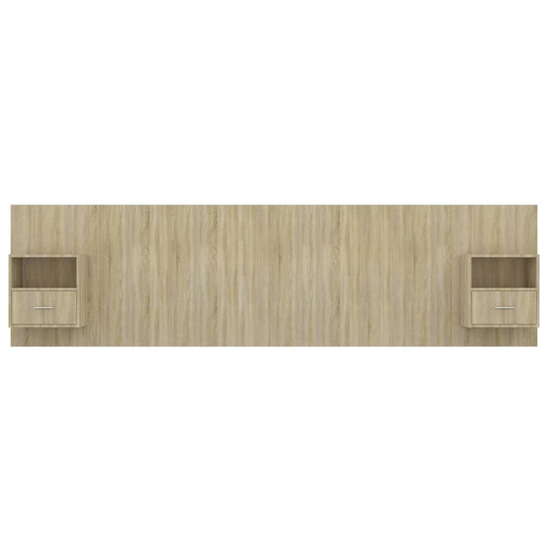 Testiera Letto con Armadietti Legno Multistrato Rovere Sonoma