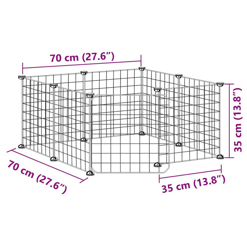 Gabbia per animali domestici a 8 pannelli con porta 70x70x35 cm