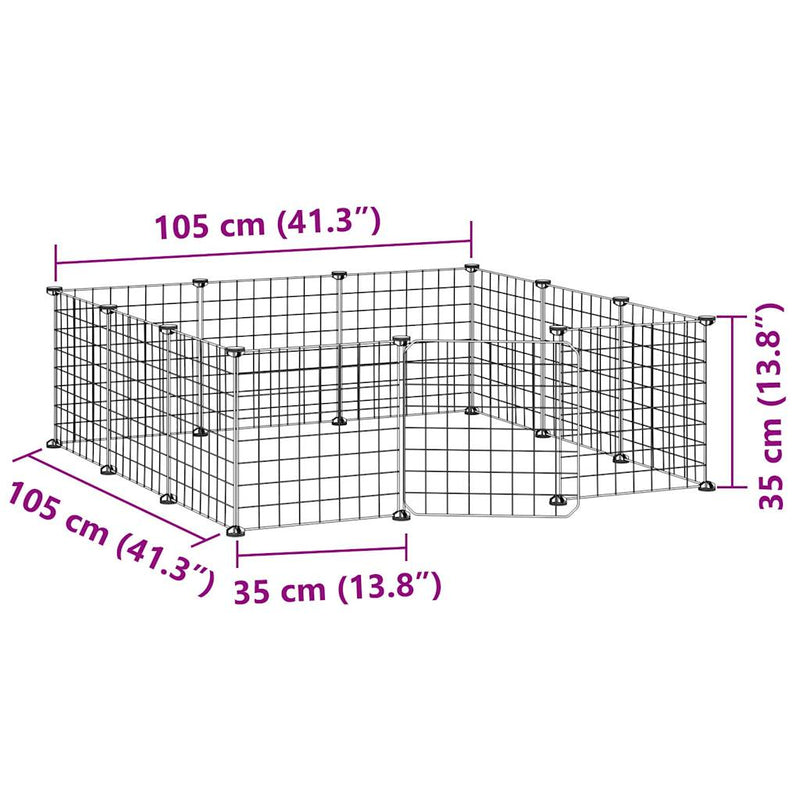 Gabbia per animali domestici 12 pannelli con porta 105x105x35cm