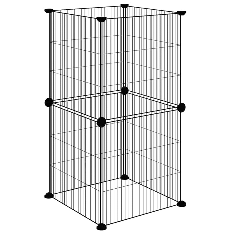 Gabbia per Animali Domestici 8 Pannelli Nero 35x35x70cm Acciaio