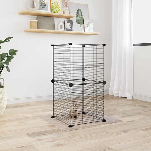 Gabbia per Animali Domestici 8 Pannelli Nero 35x35x70cm Acciaio