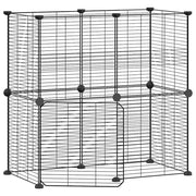 Gabbia per Animali 12 Pannelli con Porta Nero 70x35x70 cm
