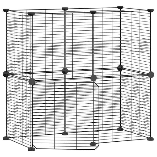 Gabbia per Animali 12 Pannelli con Porta Nero 70x35x70 cm