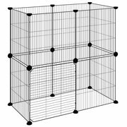 Gabbia per Animali 12 Pannelli con Porta Nero 70x35x70 cm
