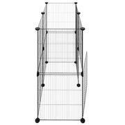 Gabbia per Animali 12 Pannelli con Porta Nero 70x35x70 cm