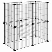 Gabbia per Animali 12 Pannelli con Porta Nero 70x35x70 cm