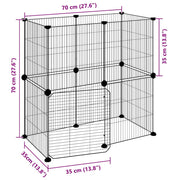 Gabbia per Animali 12 Pannelli con Porta Nero 70x35x70 cm